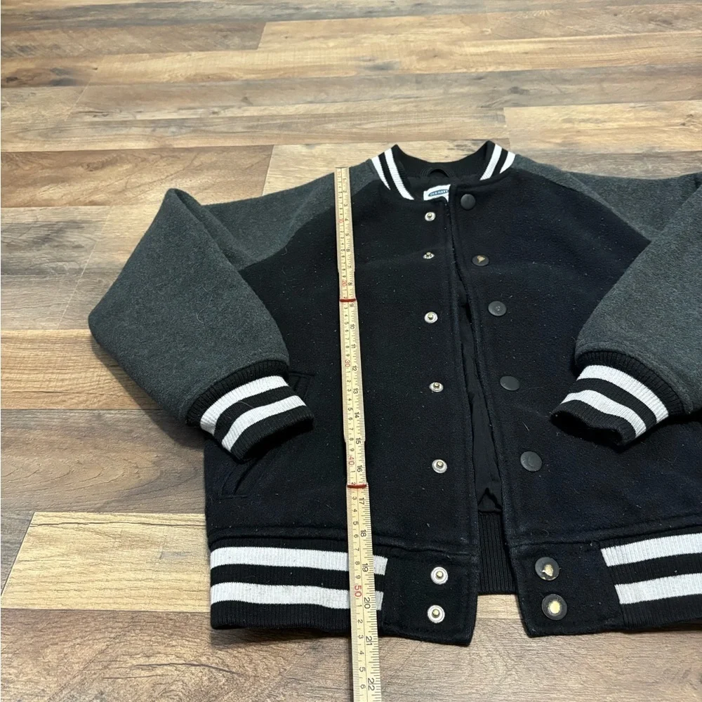 Old Navy Kids Varsity Jacket Size M (8) | Black & Gray Snap Button Jacket